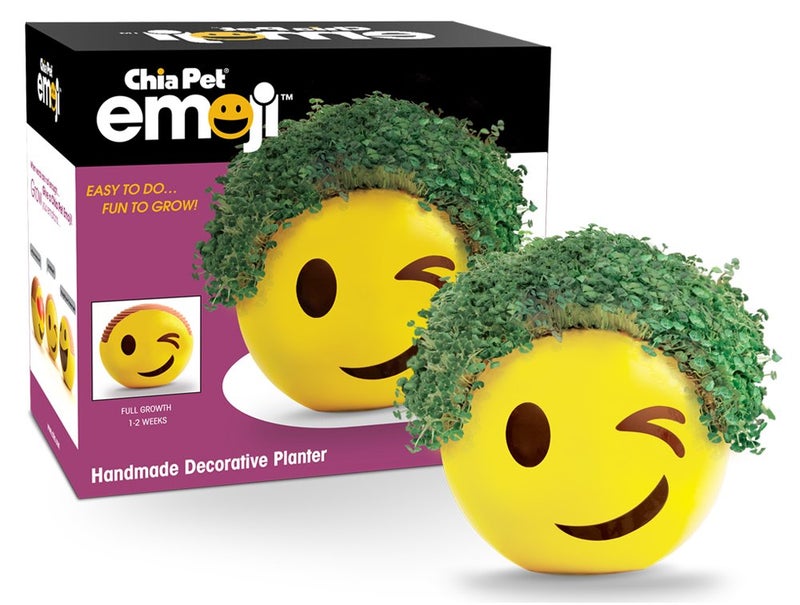 Chia Pet Emoji Winky with Seed Pack, Decorative Pottery Planter, Easy to Do and Fun to Grow, Novelty Gift, Perfect for Any Occasion - Image 1